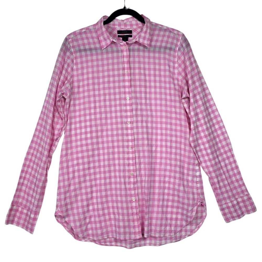J.Crew Gingham Barbiecore Cotton button down long sleeves shirt